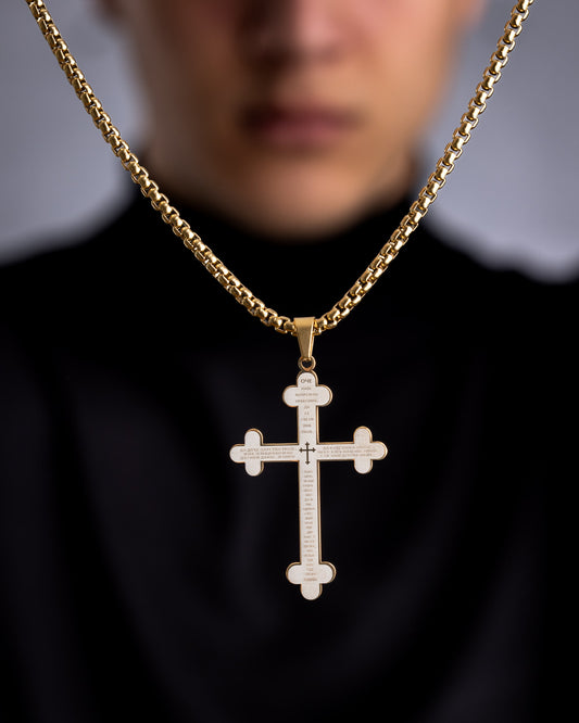 Zlatni Oče Naš krst i military lanac