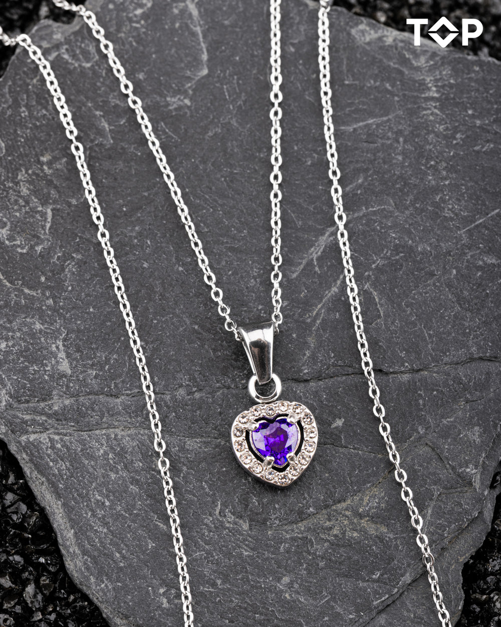 OGRLICA LJUBIČASTO SRCE SA CIRKONIMA