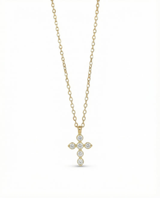 ZLATNI KRST SA CIRKONIMA I LANČIĆ