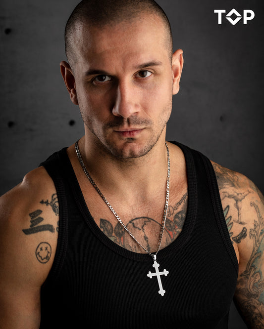 Elegant figaro lanac i pravoslavni krst Oče Naš