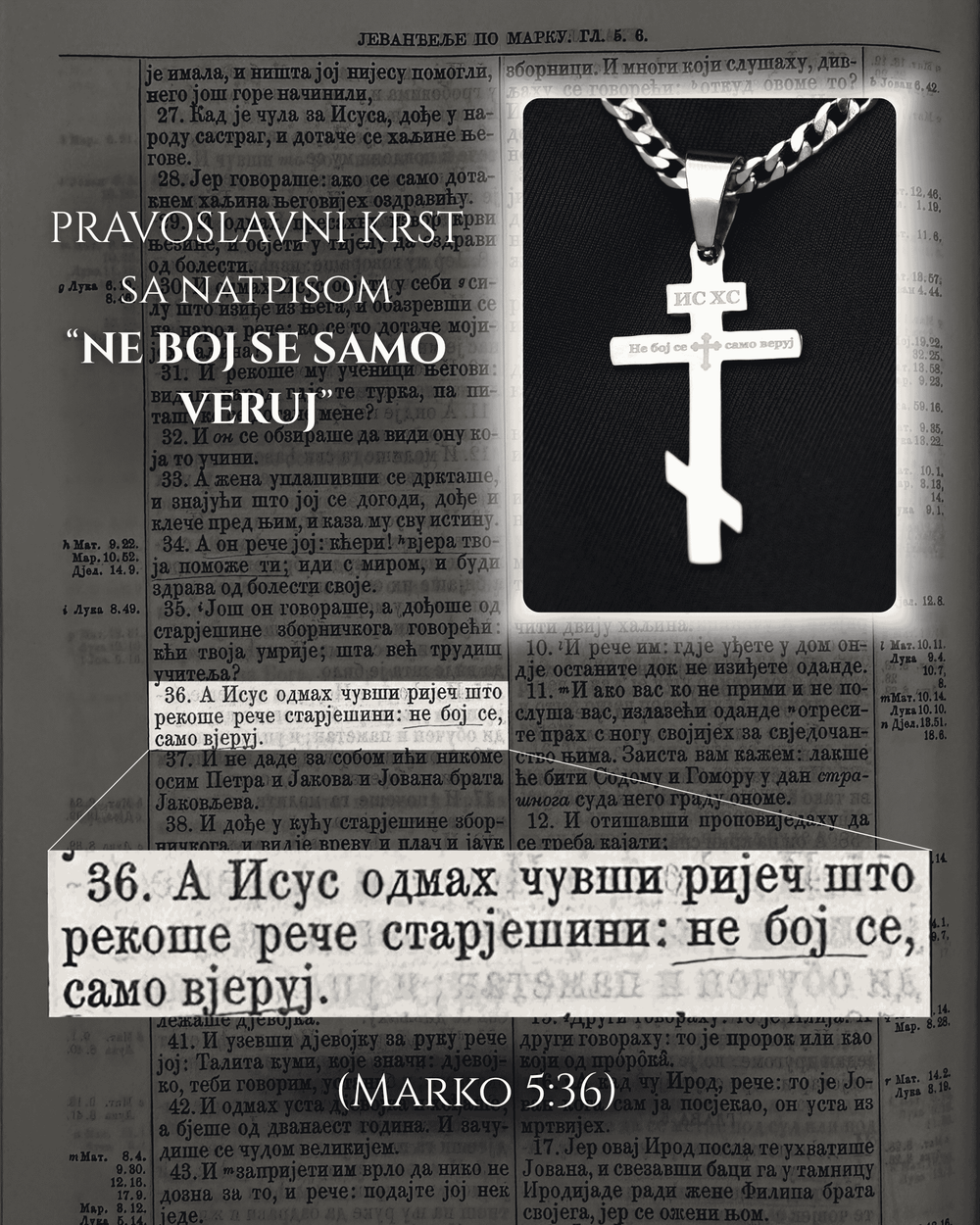 Ne boj se samo veruj Pravoslavni Krst i Pancir Lanac